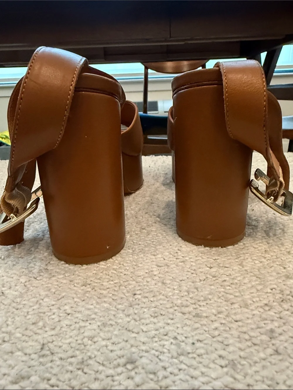Robert Clergerie Cognac Leather Crisscross Platform Sandals